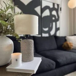 Soga Grey Table Lamp & White Shade