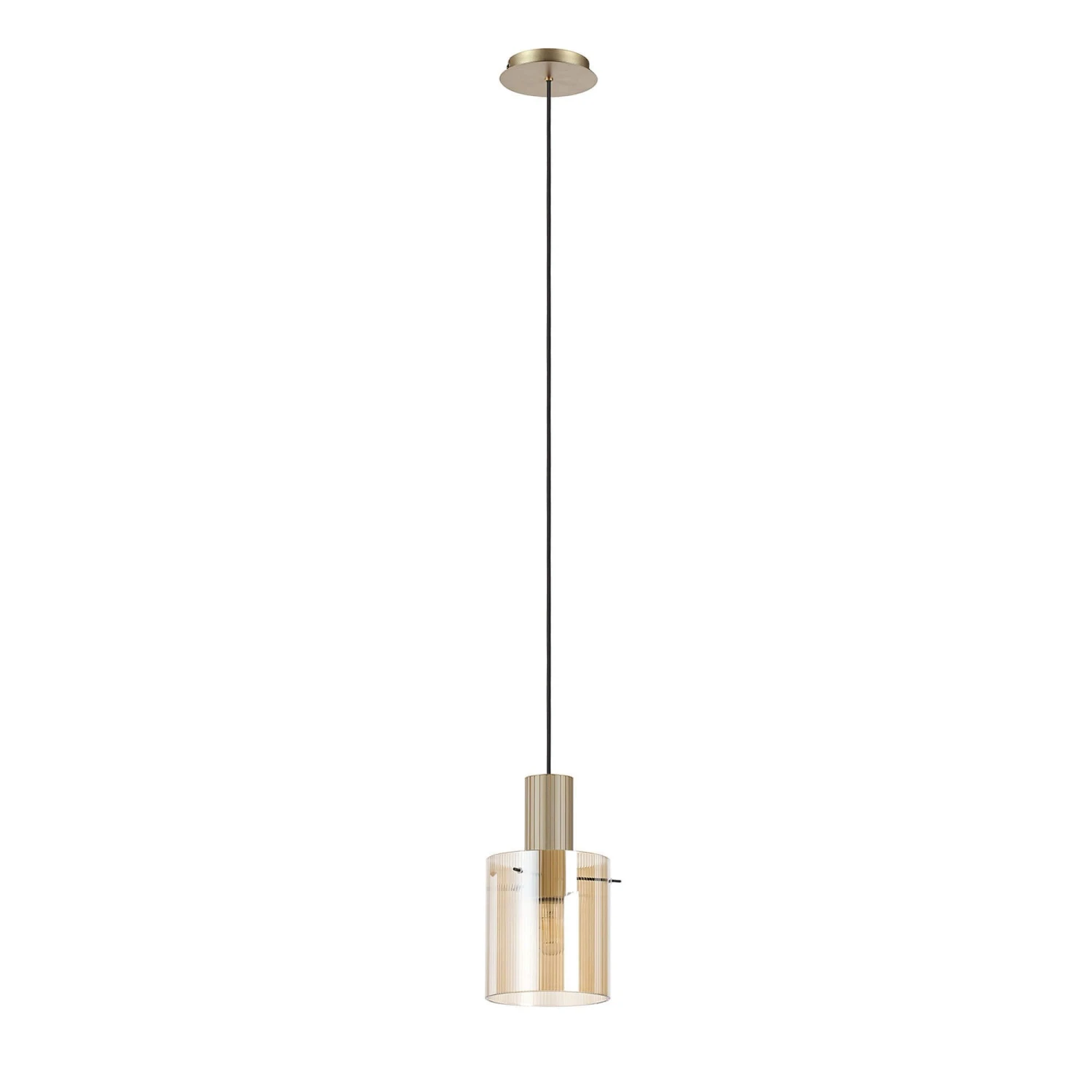 Lino Ribbed Light Gold & Amber Narrow Line Pendant Light 2 Lino Ribbed Light Gold & Amber Narrow Line Pendant Light - Image 2