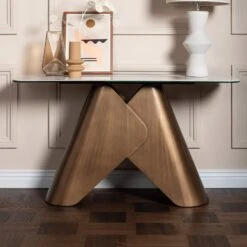 Glass House Caldo Bronze Ceramic Console Table