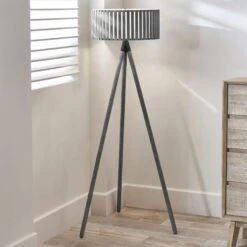 Slatted Antique Wood Tripod Floor Lamp -Housing Units Furniture Store 01339cf56547b2f74a29cbd4773b8611
