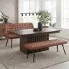 Andria 180cm Dining Table With Tan Moretti High Back And Straight Bench