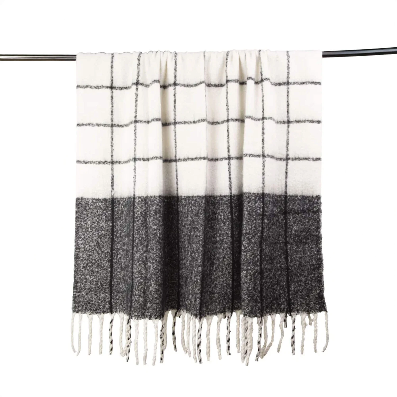Malmo Black & Ivory Check Faux Mohair Throw 3 Malmo Black & Ivory Check Faux Mohair Throw - Image 3
