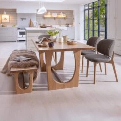 Arden Oak Dining Table And Bench With 2 Sofia Dining Chairs