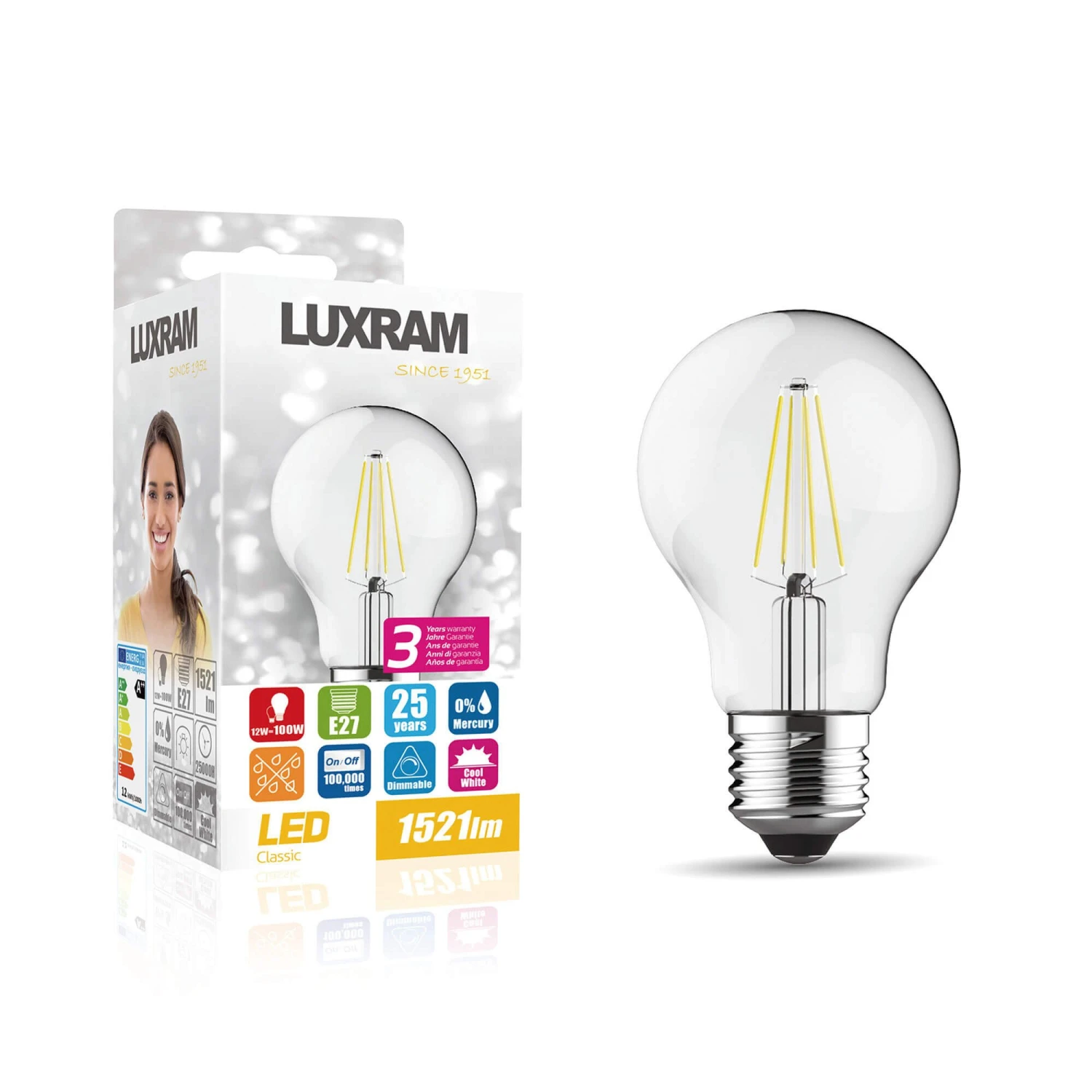 Classic 12W Cool White E27 LED Bulb 1 Classic 12W Cool White E27 LED Bulb