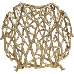 Twig Gold Sculpture Disc Vase