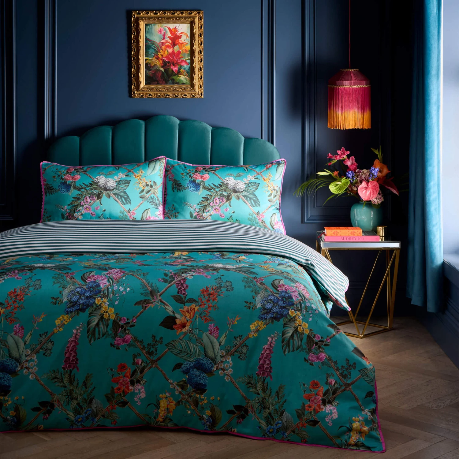 Laurence Llewelyn-Bowen Cotswold Fantasia Teal Kingsize Duvet Set 1 Laurence Llewelyn-Bowen Cotswold Fantasia Teal Kingsize Duvet Set