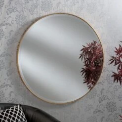 Camden Gold Round Bevelled Mirror