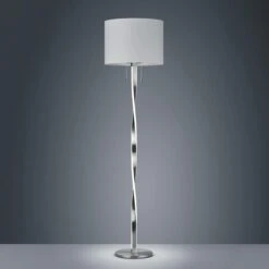 Girar Chrome Floor Lamp & White Shade