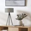 Slatted Antique Wood Tripod Table Lamp