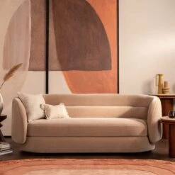 Glass House Vara Brown Fabric 3 Seater Sofa