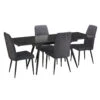 Nero Extending Dining Table With 4 Bettina Grey Velvet Dining Chairs