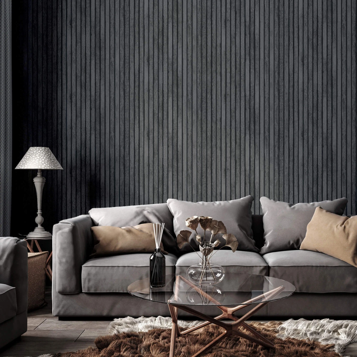 Wood Slats Charcoal Grey Wallpaper 1 Wood Slats Charcoal Grey Wallpaper
