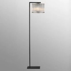 Davis Black Glass Rod Shade Floor Lamp