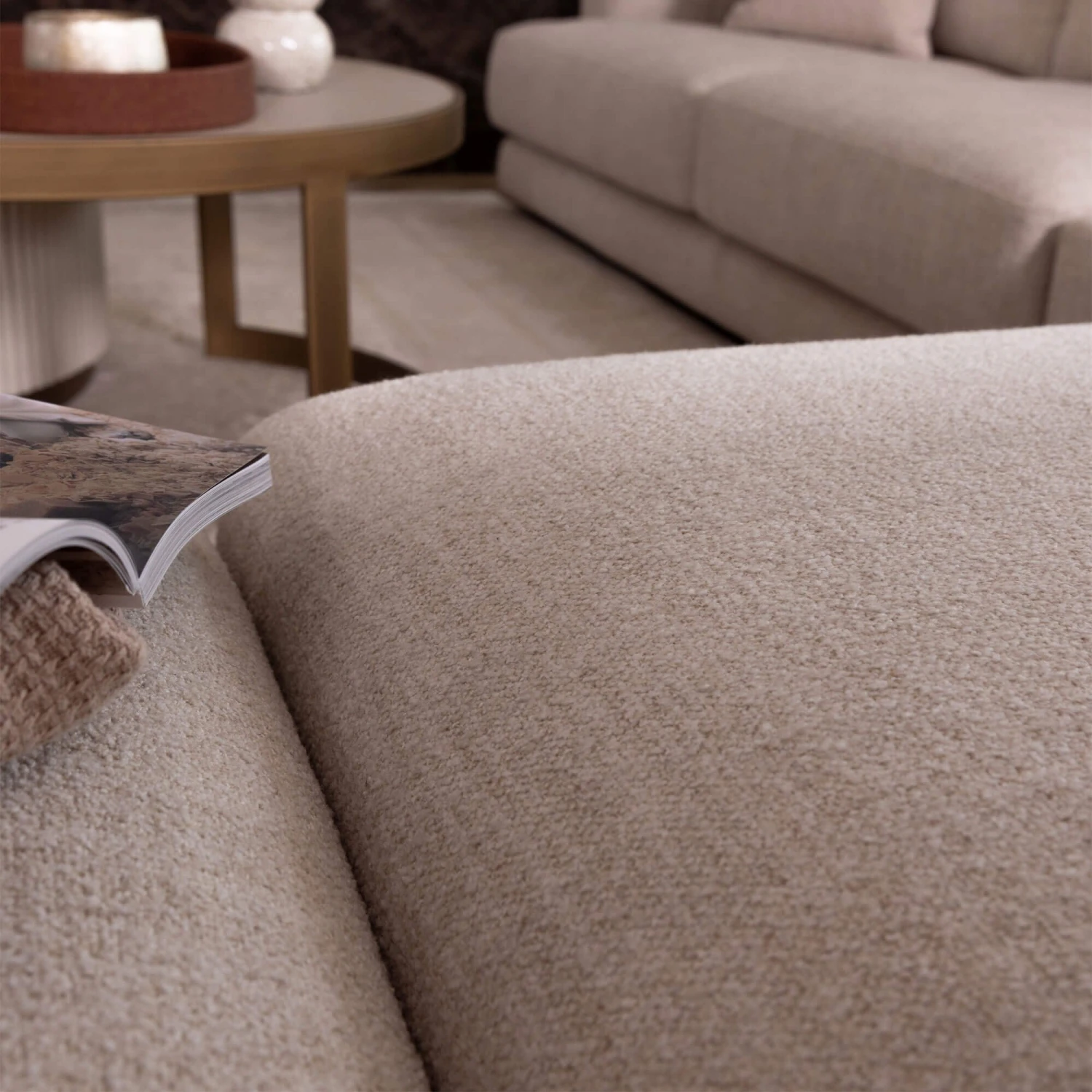 Naxos Large Tyne Natural Fabric Open End Left Arm Corner Group With Rectangular Table & Footstool 12 Naxos Large Tyne Natural Fabric Open End Left Arm Corner Group With Rectangular Table & Footstool - Image 12