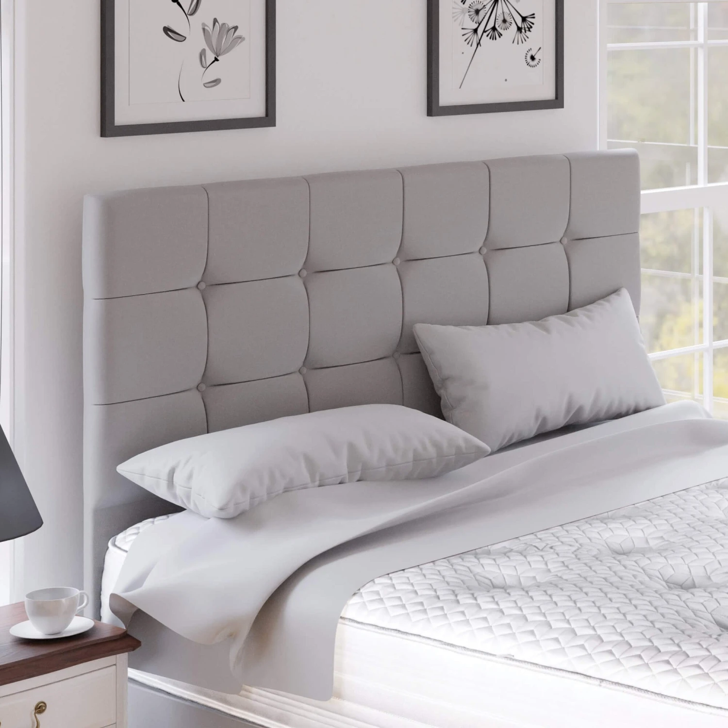 Surrey 150cm Kingsize Silver Fabric Half Headboard 1 Surrey 150cm Kingsize Silver Fabric Half Headboard
