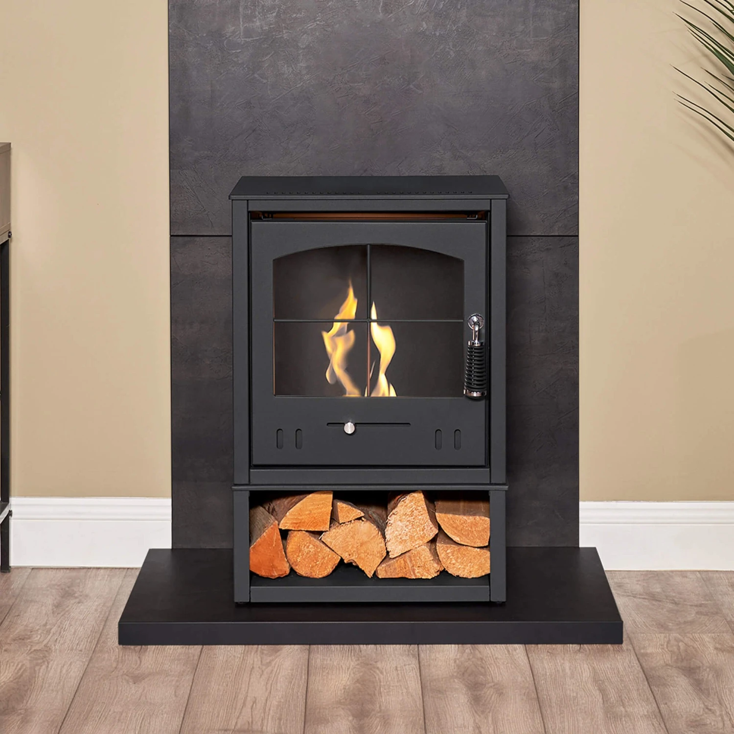 OKO S2 Bioethanol Stove With Log Store 1 OKO S2 Bioethanol Stove With Log Store