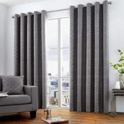Camberwell Graphite 66" X 90" Eyelet Curtains