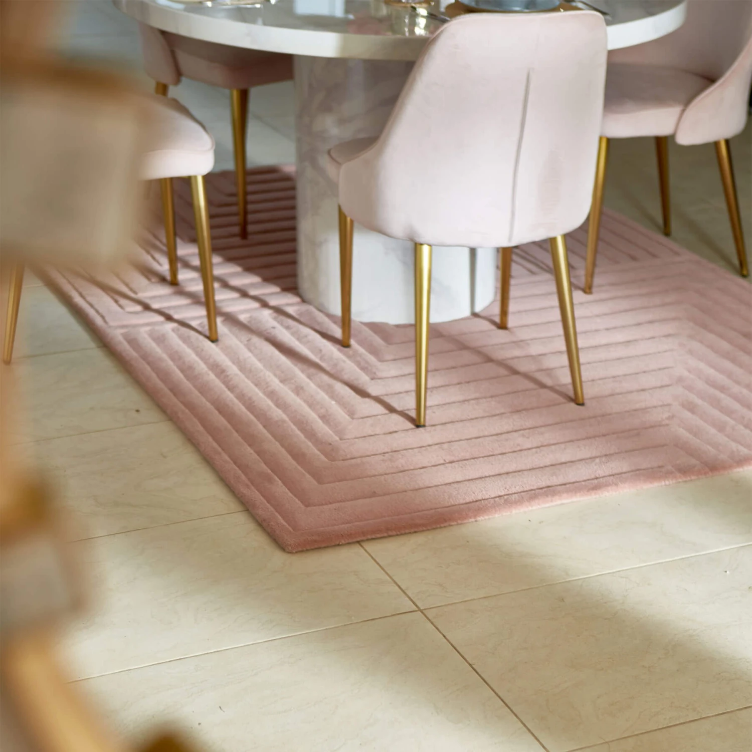 Savona Bone White 130cm Circular Marble Effect Dining Table 8 Savona Bone White 130cm Circular Marble Effect Dining Table - Image 8