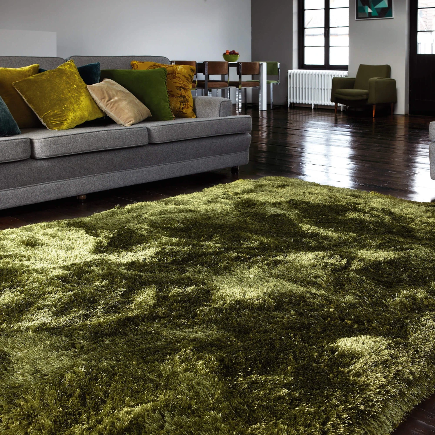 Plush Shaggy Green 140cm X 200cm Rug 1 Plush Shaggy Green 140cm X 200cm Rug