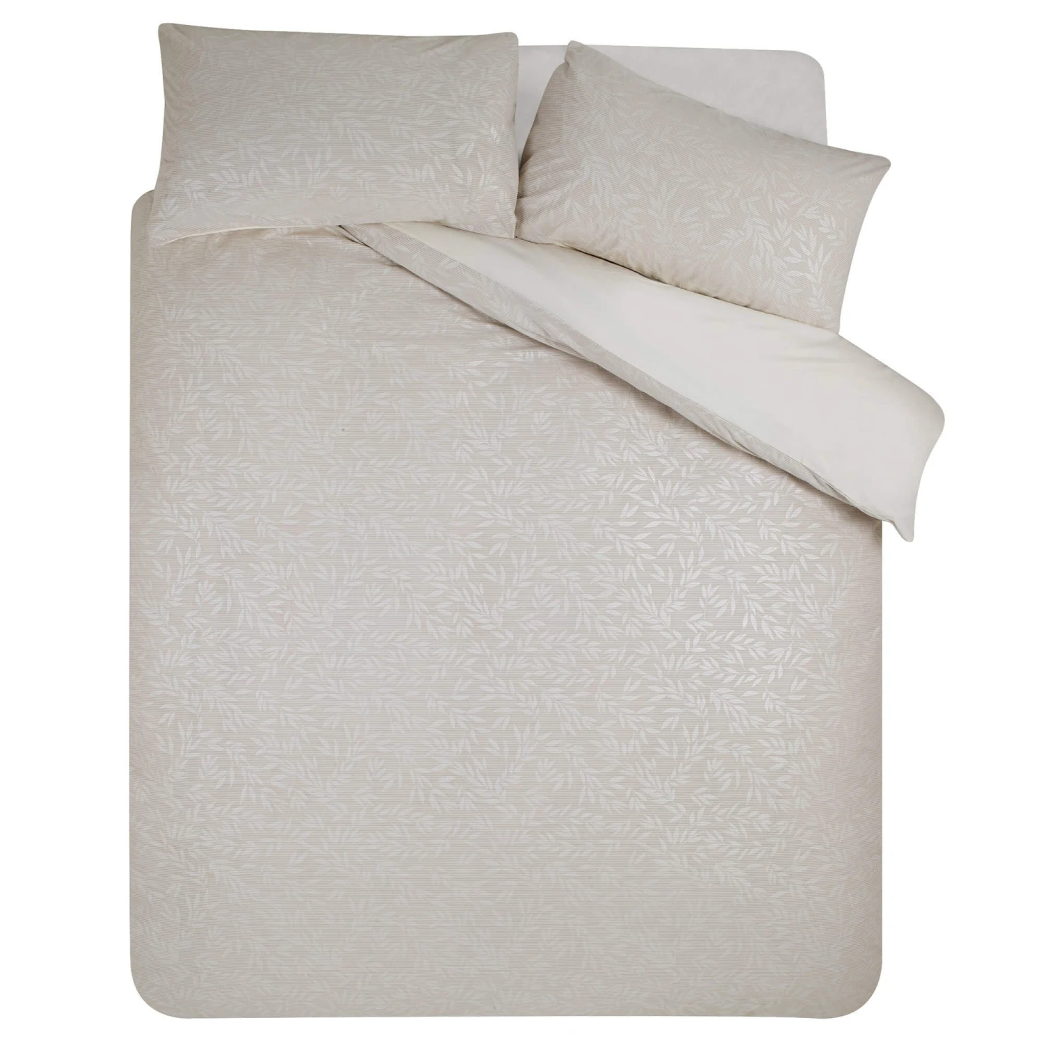 Catherine Lansfield Corded Leaves Champagne Single Duvet Set 2 Catherine Lansfield Corded Leaves Champagne Single Duvet Set - Image 2