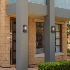 Gondola Black Ribbed Motion Sensor Outdoor Wall Lamp