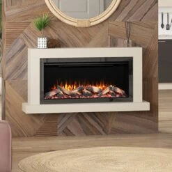 Sienna Cream Electric Wall Mounted Fireplace Suite