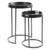 Libra Nero Black & Gold Swirl Mirrored Nest Of 2 Tables