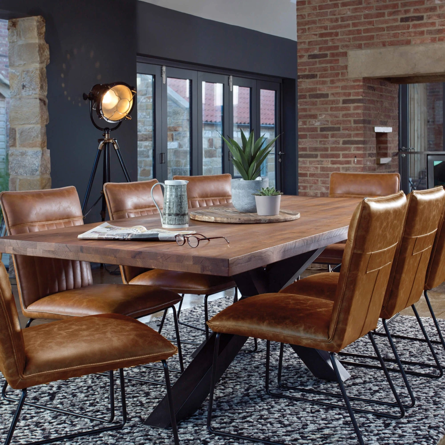 Harrington Oak 200cm Dining Table & 6 Clarence Tan Chairs 2 Harrington Oak 200cm Dining Table & 6 Clarence Tan Chairs - Image 2