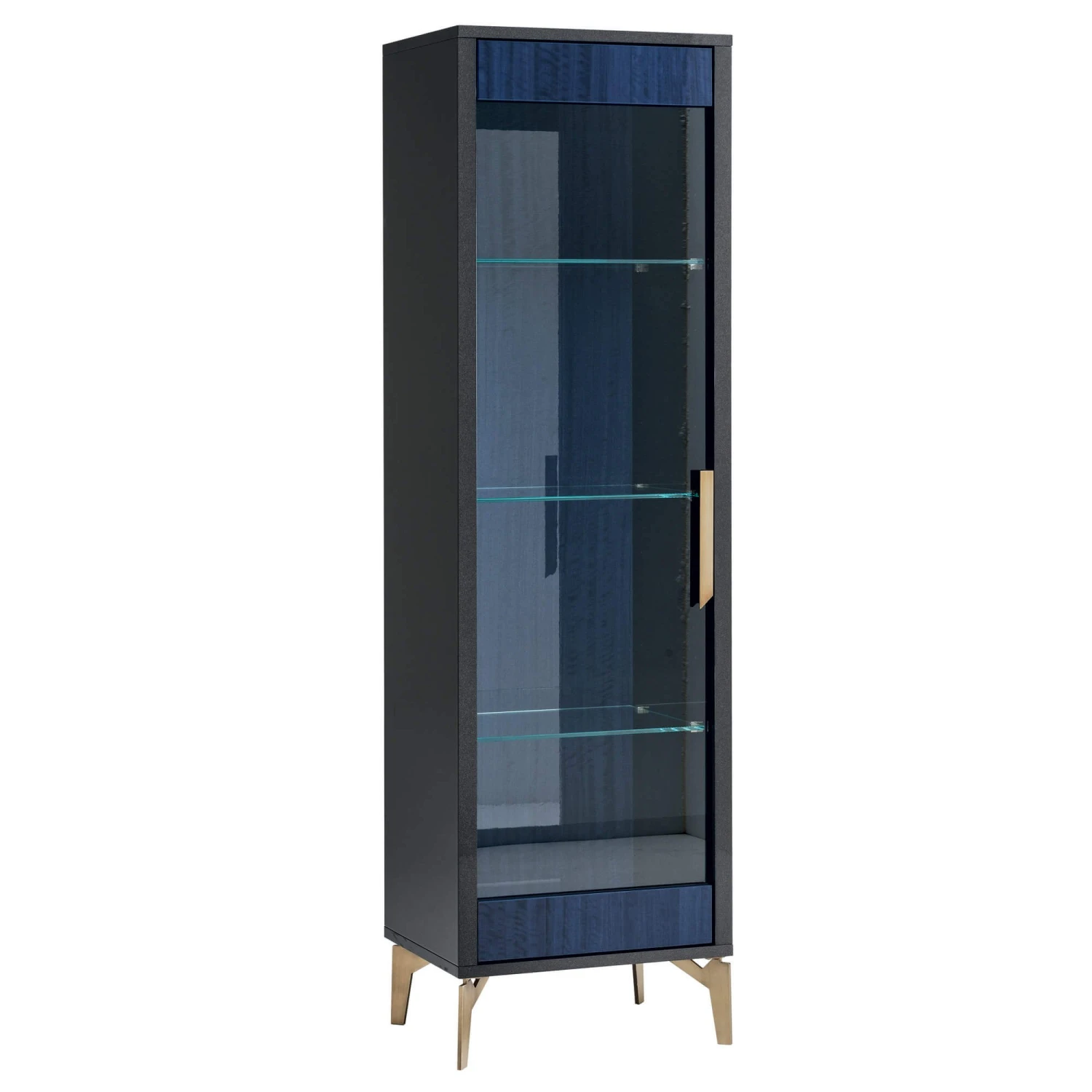 Celeste High Gloss Cobalt Blue Left Hand Curio Display Cabinet 2 Celeste High Gloss Cobalt Blue Left Hand Curio Display Cabinet - Image 2