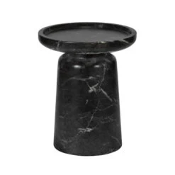 Glass House Kuro Black Marble Effect Side Table