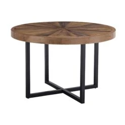 Malmo Reclaimed Timber 120cm Round Starburst Dining Table