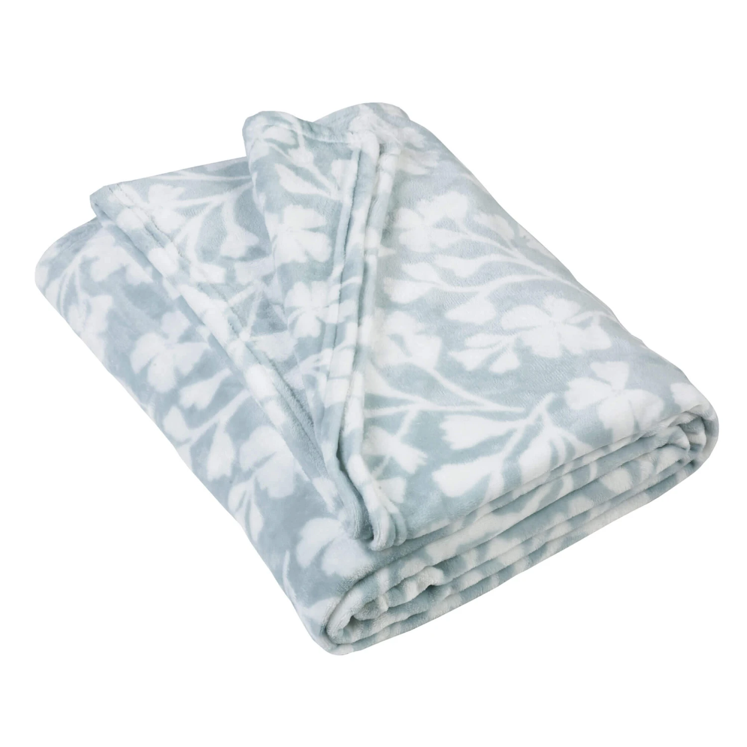 Brooke Floral Duck Egg Cosy Fleece Throw 2 Brooke Floral Duck Egg Cosy Fleece Throw - Image 2