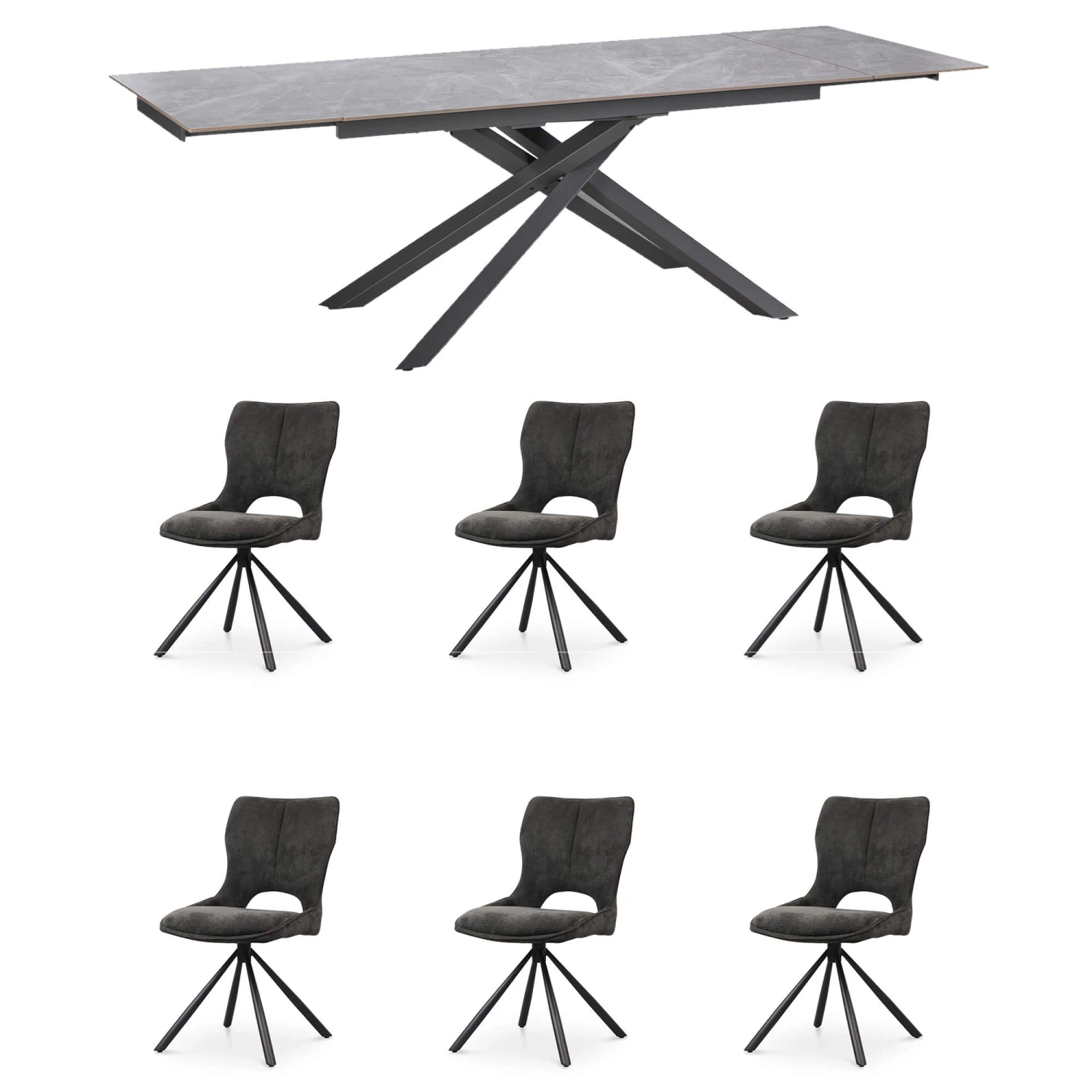 Rossini Extending Sintered Stone Dining Table With 6 Constance Grey Dining Chairs 1 Rossini Extending Sintered Stone Dining Table With 6 Constance Grey Dining Chairs