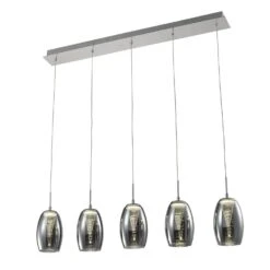 Vortex Smoked Glass 5 Light Pendant Bar