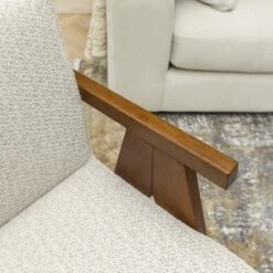 Viviana A-Line Wood & Natural Fabric Accent Chair -Housing Units Furniture Store 154eaa68a4406739a57f5d3acc723020