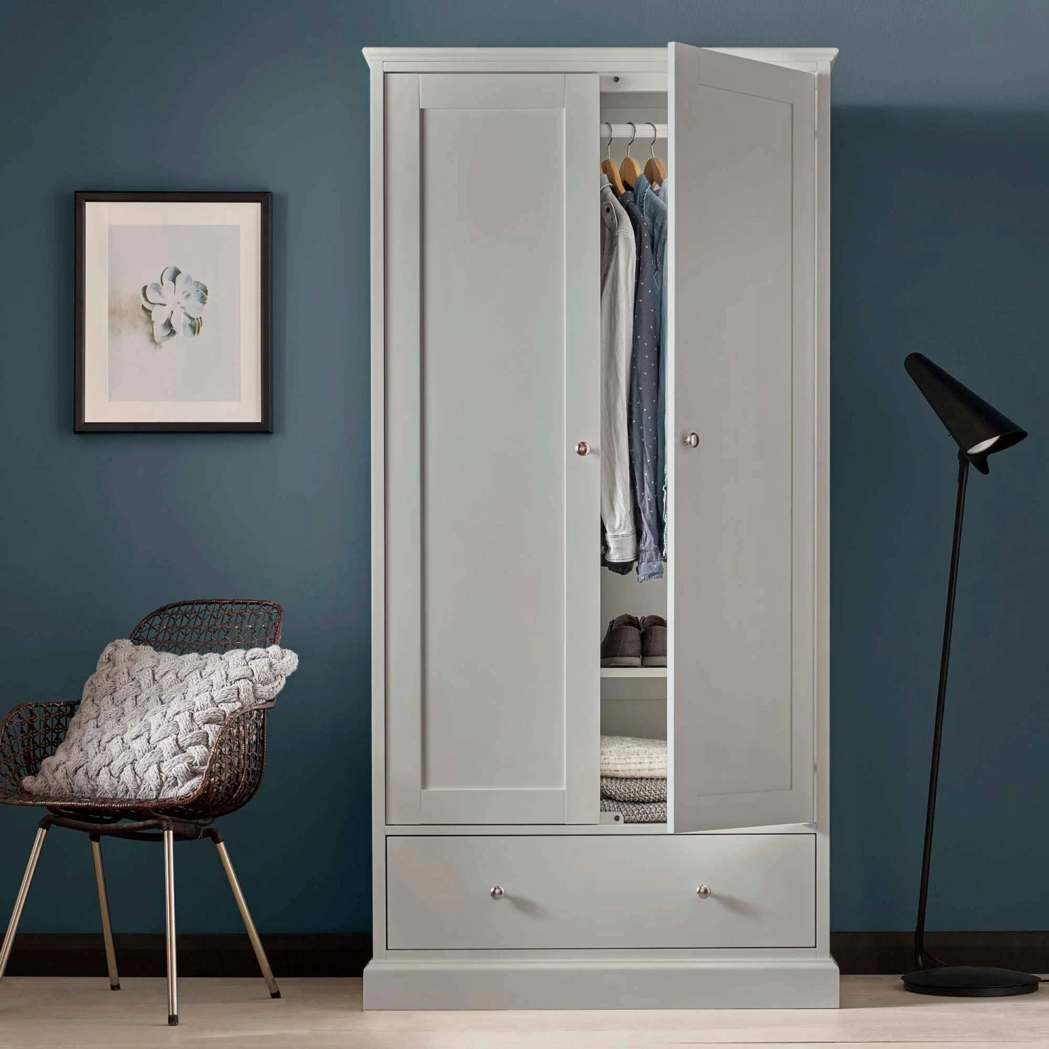 Ascot Soft Grey 2 Door Wardrobe 1 Ascot Soft Grey 2 Door Wardrobe