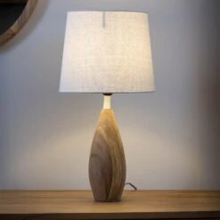 Teardrop Natural Wood Table Lamp