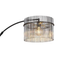 Icelle Matt Black & Smoked Glass Rods Curved 1 Light Floor Lamp -Housing Units Furniture Store 176b9484d7394903eb7f02826c538263