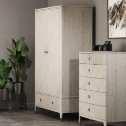 Davina Stone 2 Door 2 Drawer Wardrobe With Gold Handles
