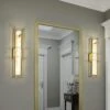Quintiesse Blakley 21" Gold Albaster Vertical Wall Light