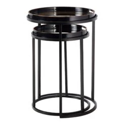 Libra Nero Black & Gold Swirl Mirrored Nest Of 2 Tables -Housing Units Furniture Store 19f49bc0f5e6e481817ab3297a3685ad
