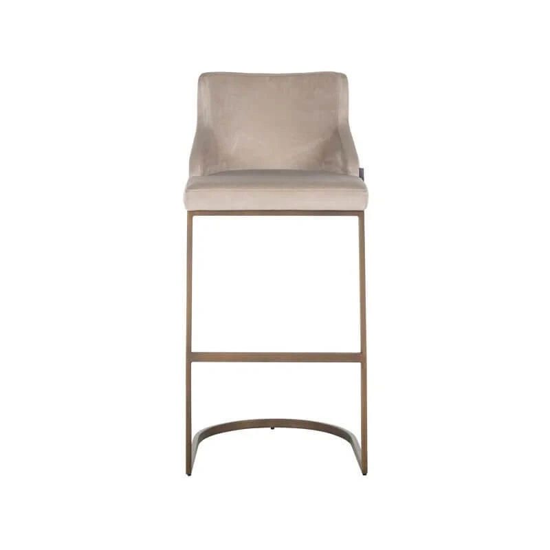 Bamaya Beige Velvet Bar Stool 1 Bamaya Beige Velvet Bar Stool