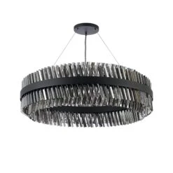 Azio Satin Black & Smoked Round 100cm Pendant Light -Housing Units Furniture Store 1afac7ab99e614017ff768e64bcda083