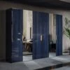 Celeste High Gloss Cobalt Blue 6 Door Mirrored Wardrobe