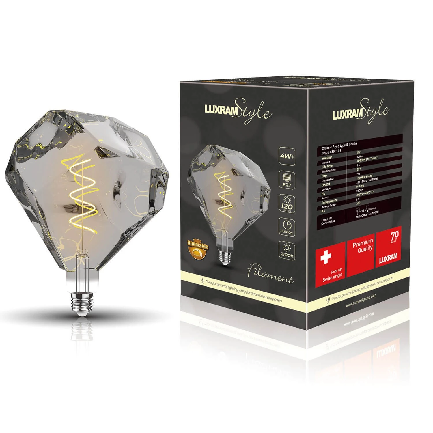 Rough Smoked Glass E27 LED Bulb 2 Rough Smoked Glass E27 LED Bulb - Image 2