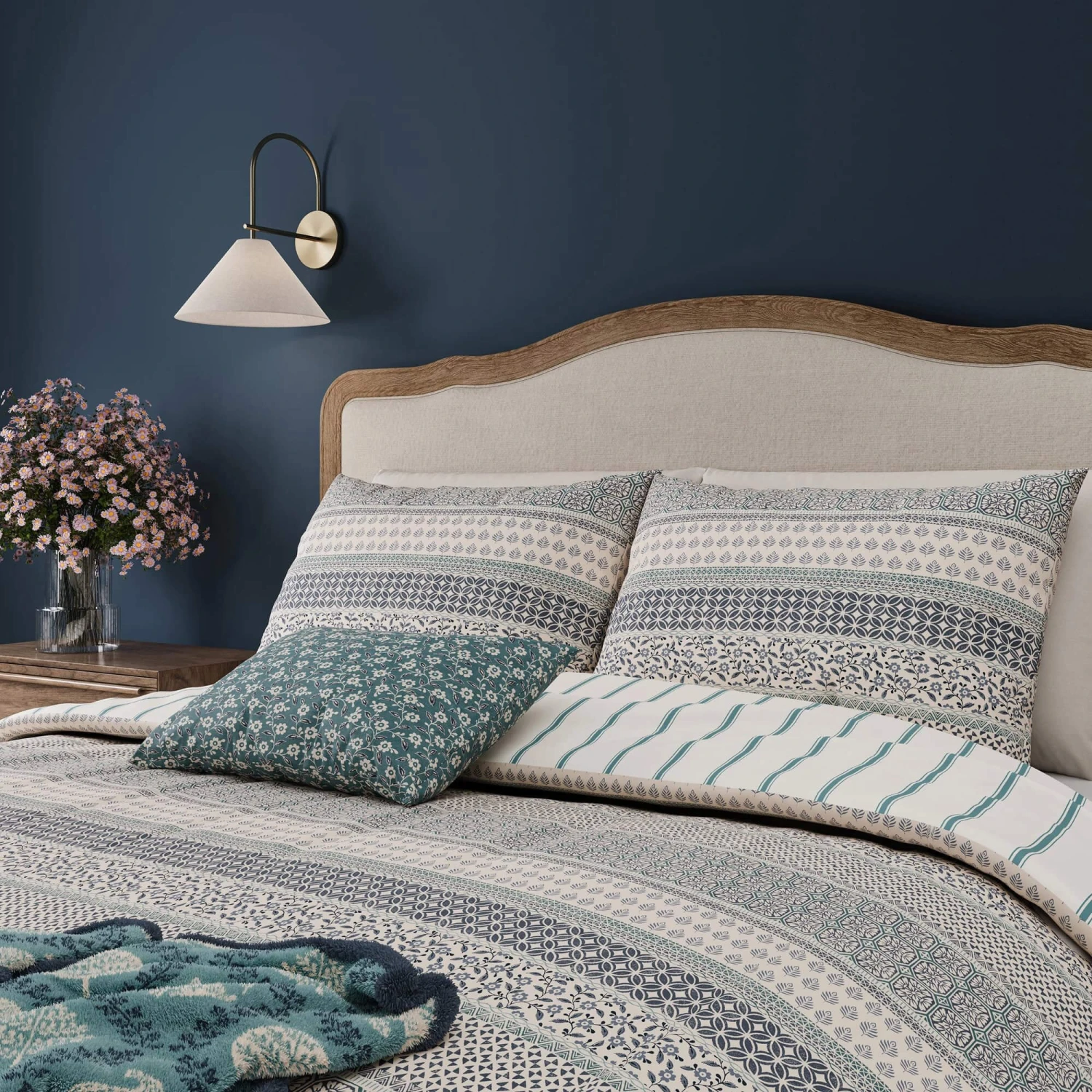 Bedeck Of Belfast Folk Ditsy Blue Cushion 3 Bedeck Of Belfast Folk Ditsy Blue Cushion - Image 3