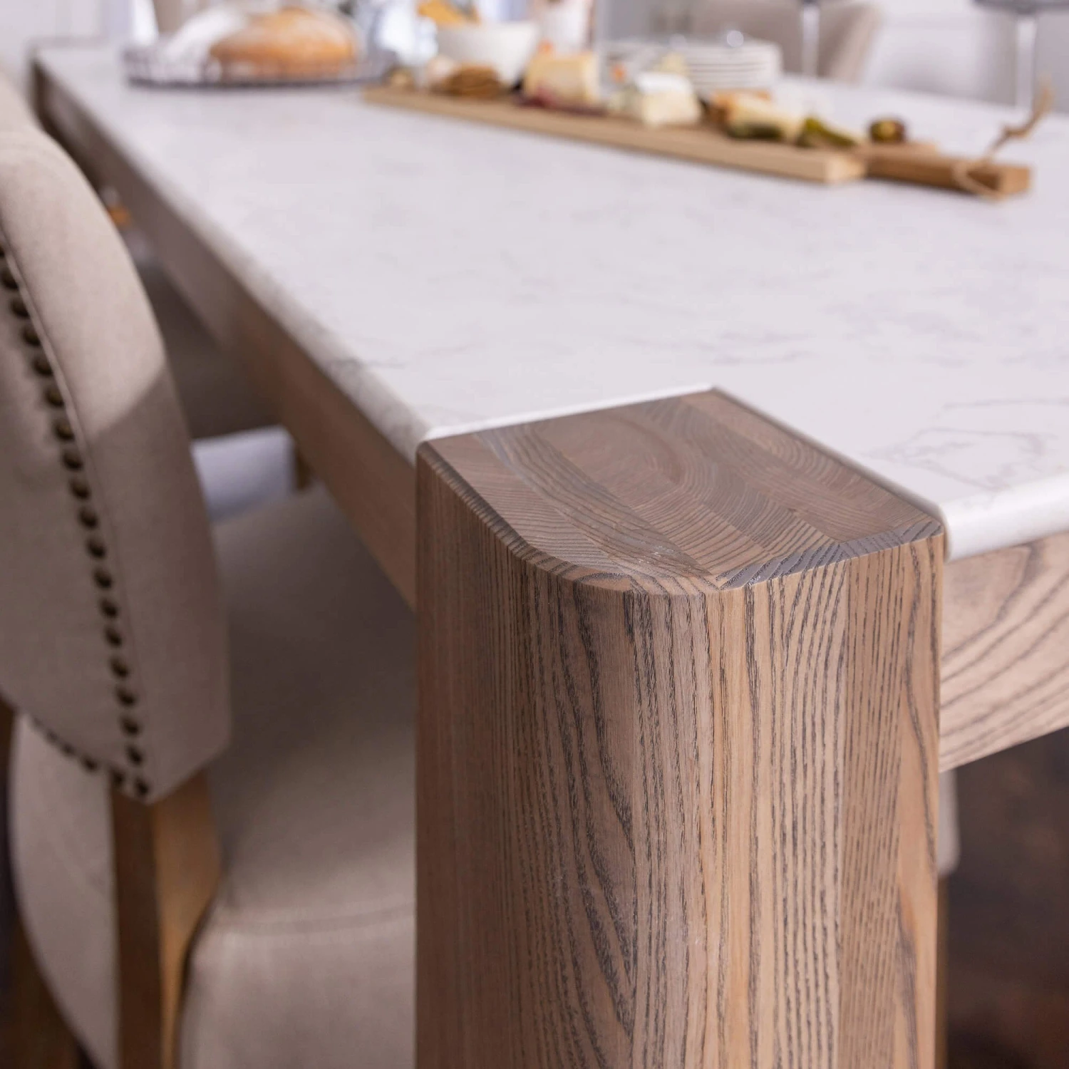 Tivoli Brushed Oak Dining Table With Marble Top 5 Tivoli Brushed Oak Dining Table With Marble Top - Image 5