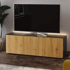 Frank Olsen Intelligent 150cm Black Gloss & Oak TV Unit