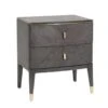 Davina Ebony 2 Drawer Bedside Table With Gold Handles