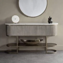 Libra Belvedere Aged Gold Reeded Console Table